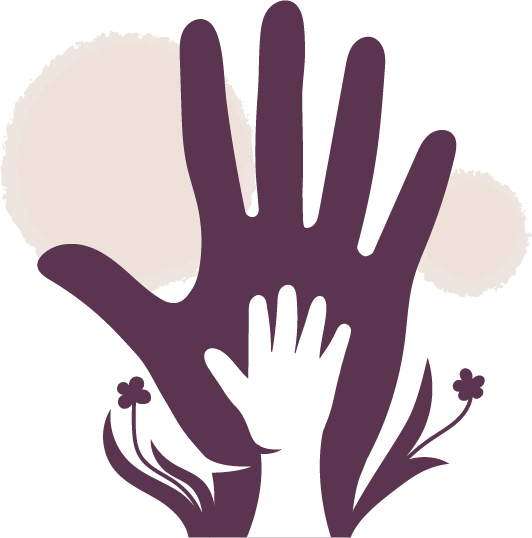 Große und kleine Hand ineinander.