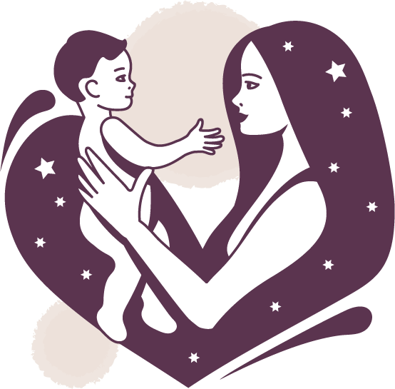 Mutter und Baby schauen sich an und strecken die Hände zueinander.